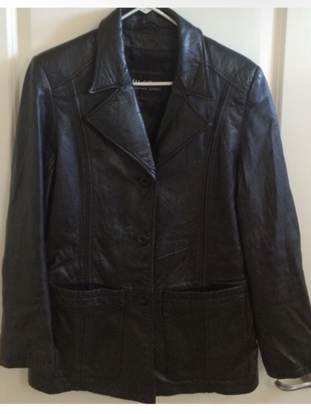 Vintage Wilsons Womans Black Leather Blazer Jacket: Large